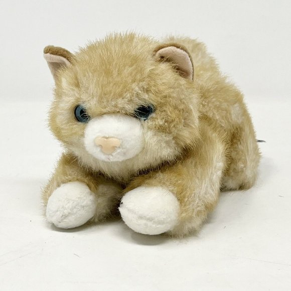 Aurora World‎ Yellow Gold Cat Plush 4” Tall Mini Blue Eyes - Picture 1 of 8